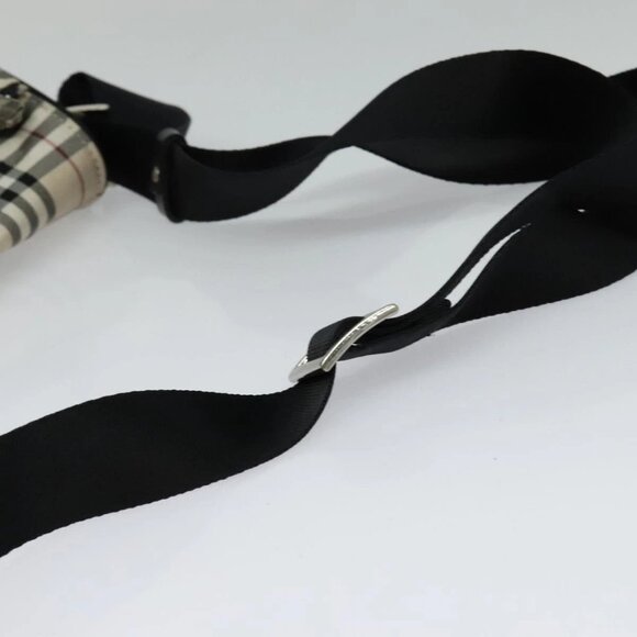 BURBERRY Nova Check Blue Label Shoulder Bag Nylon Beige Silver Auth - Picture 7 of 16